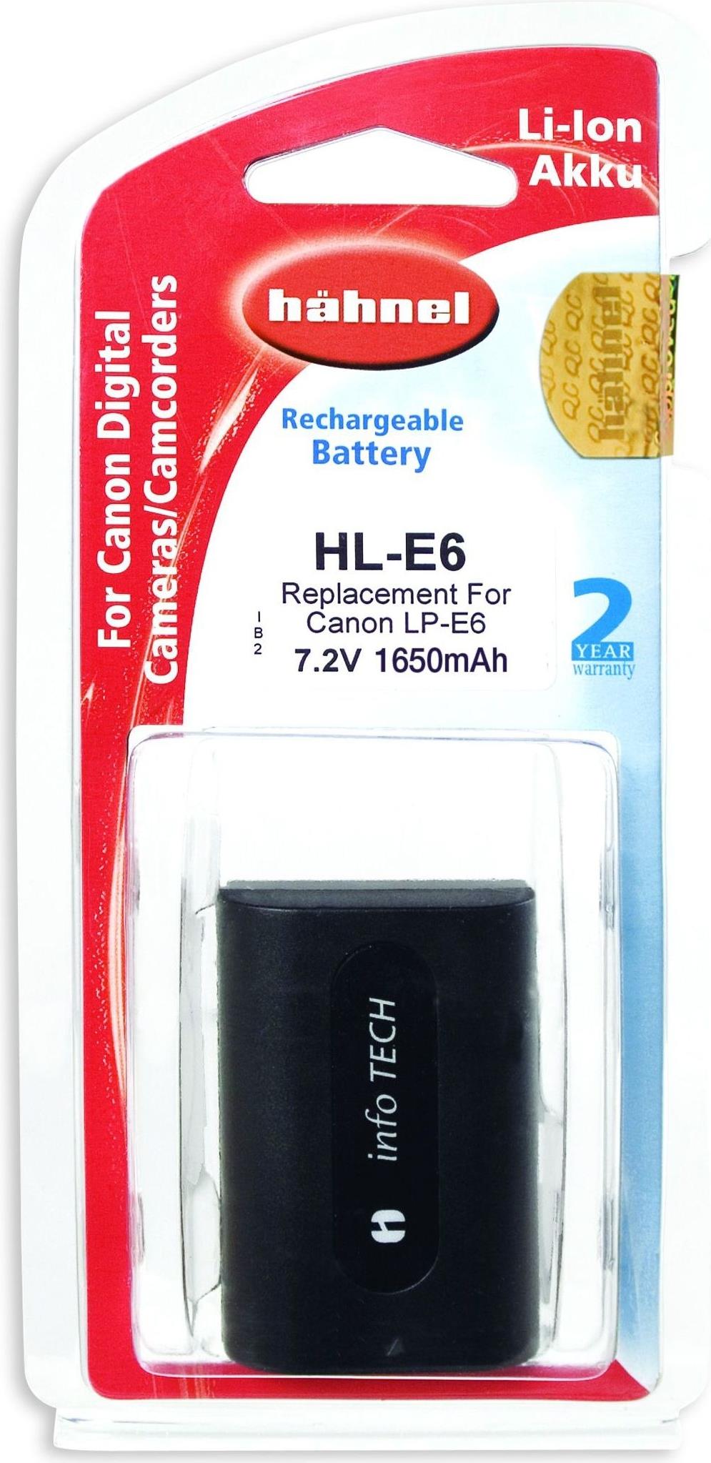 Hähnel HL-E6 Lithium-Ionen-Akku 1650 mAh 7,2 V Schwarz