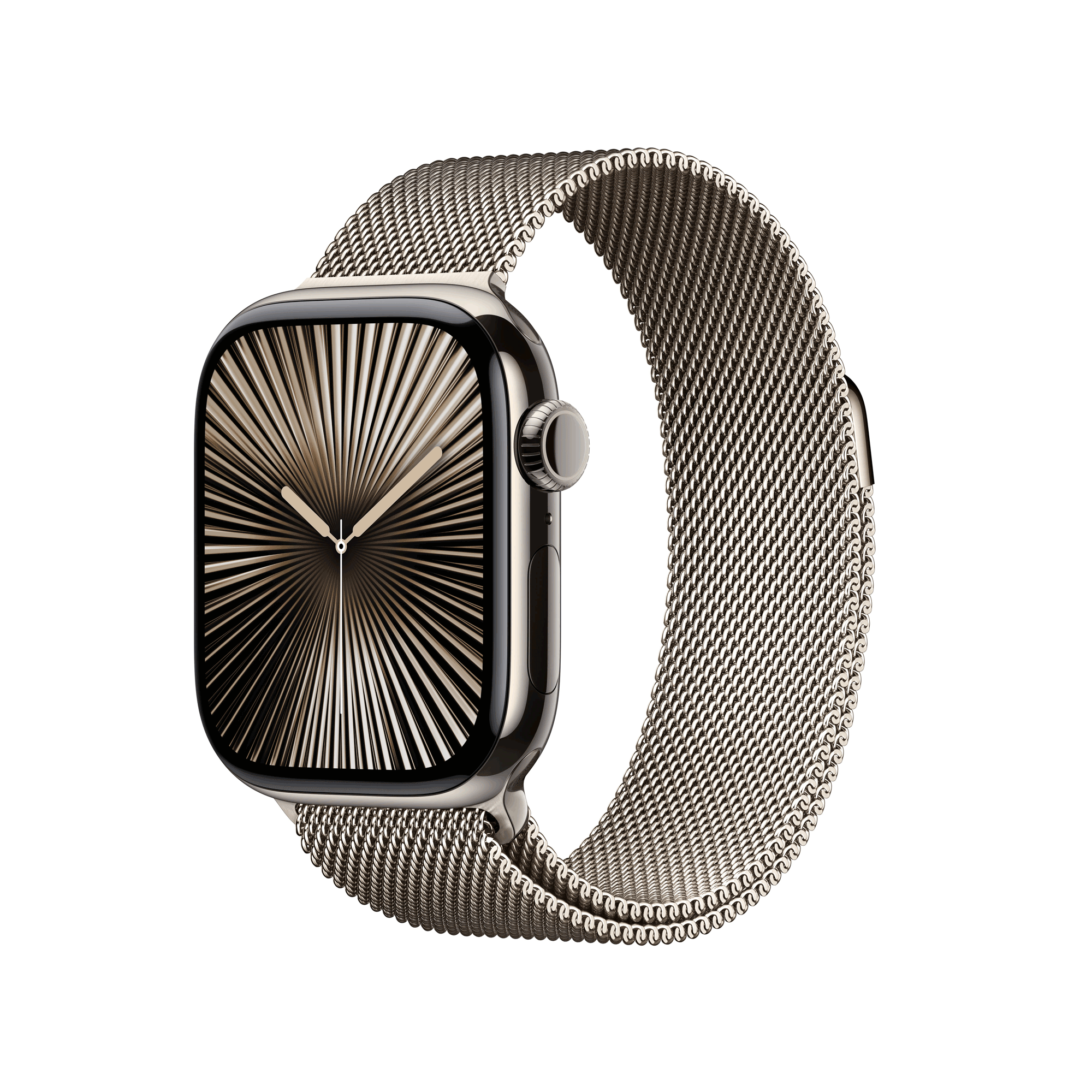 Apple Watch Series 10 GPS + Cellular 42mm Natural Titanium Case mit Natural Milanese Band (MWXF3QF/A)