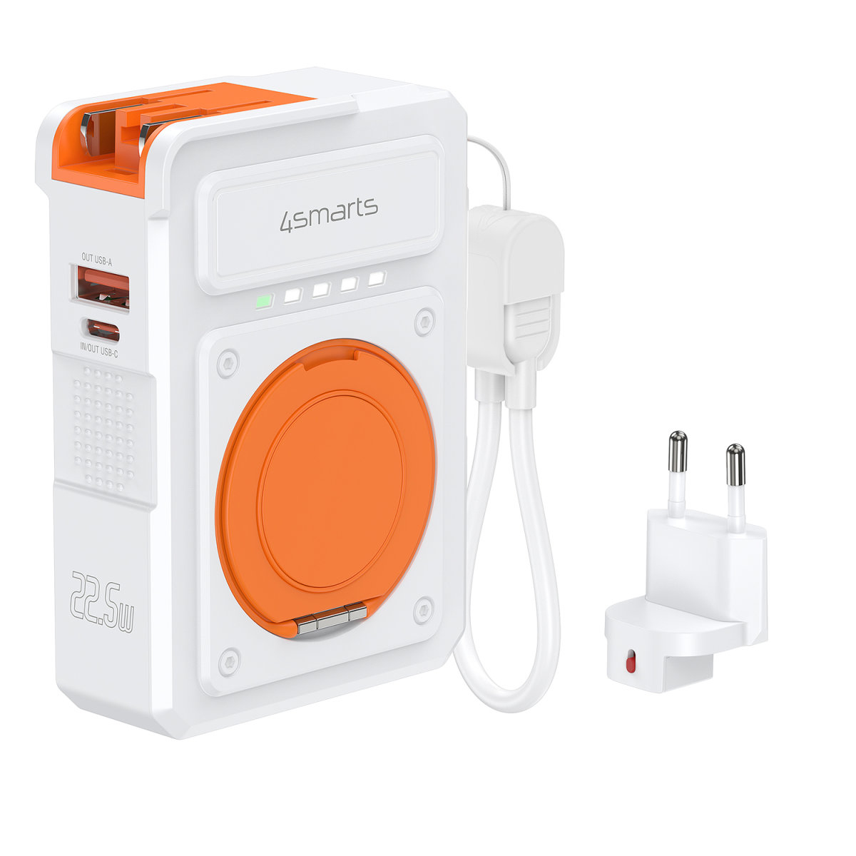 4smarts 6in1 Hybrid Charger Powerbank 10000 mAh Orange, Weiß