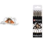 SAKURA Fineliner PIGMA MICRON Manga Set, sepia, 4er Etui Inhalt: 2x PIGMA MICRON 01 und 05, 1x PIGMA GRAPHIC 1.0 - 1 Stück (POXSDKMAN4)