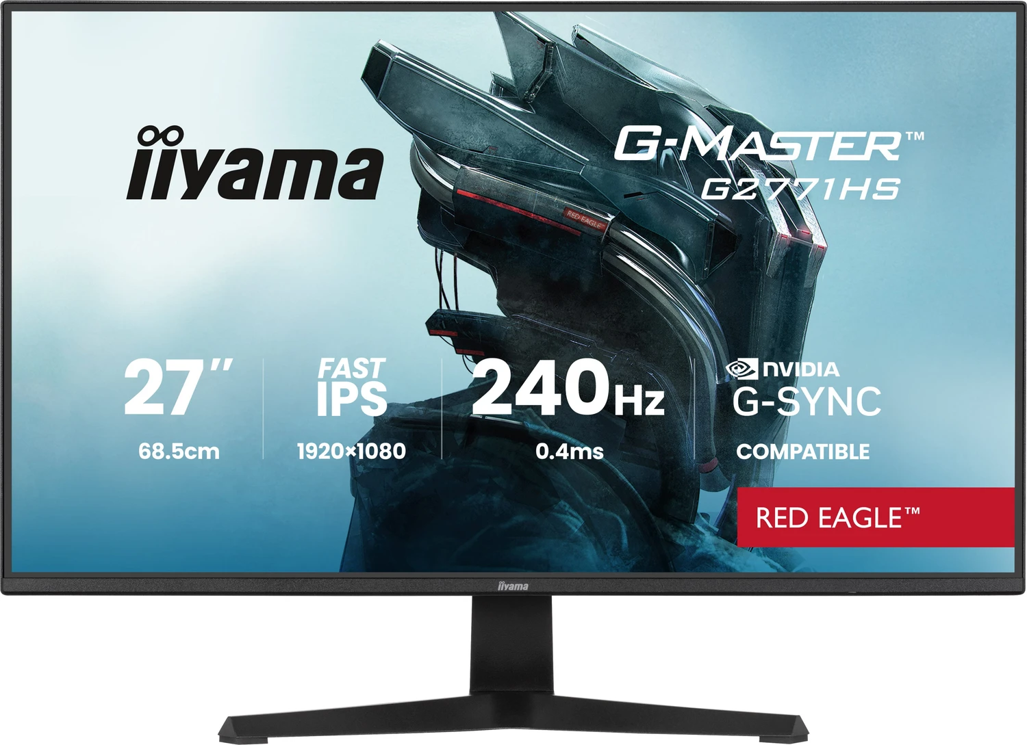 Iiyama G-Master G2771HS-B1 Red Eagle Gaming-Monitor (68.6 cm (27 Zoll), schwarz (matt), FullHD, Fast-IPS, HDMI, DP, G-Sync komp., 240Hz Panel (G2771HS-B1)