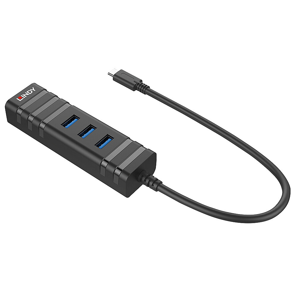 Lindy USB 3.2 Type C Hub & Gigabit Ethernet Converter Schwarz