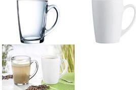 Esmeyer Arcoroc Henkelbecher NEW MORNING, 320 ml aus gehärtetem Glas, transparent, Höhe: 110 mm - 6 Stück (384-425)