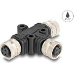 Delock M12 T-Splitter A-kodiert 4 Pin Buchse zu 2 x Buchse Parallelschaltung (60579)