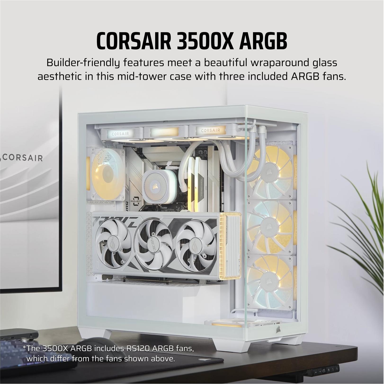 CORSAIR 3500X ARGB Mid-Tower PC-Gehäuse E-ATX ARGB Glas Weiß