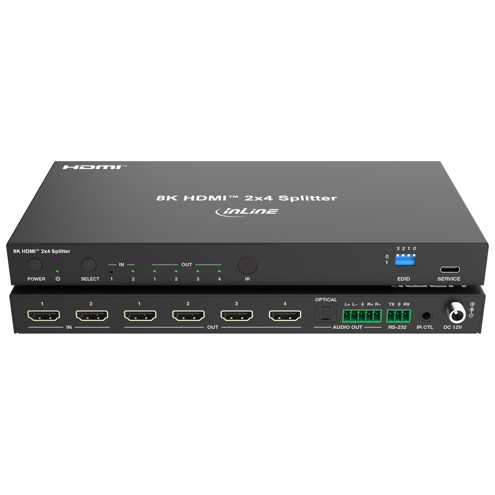 InLine Video Splitter 2x4 HDMI 8K/60Hz (4K/120Hz) Schwarz