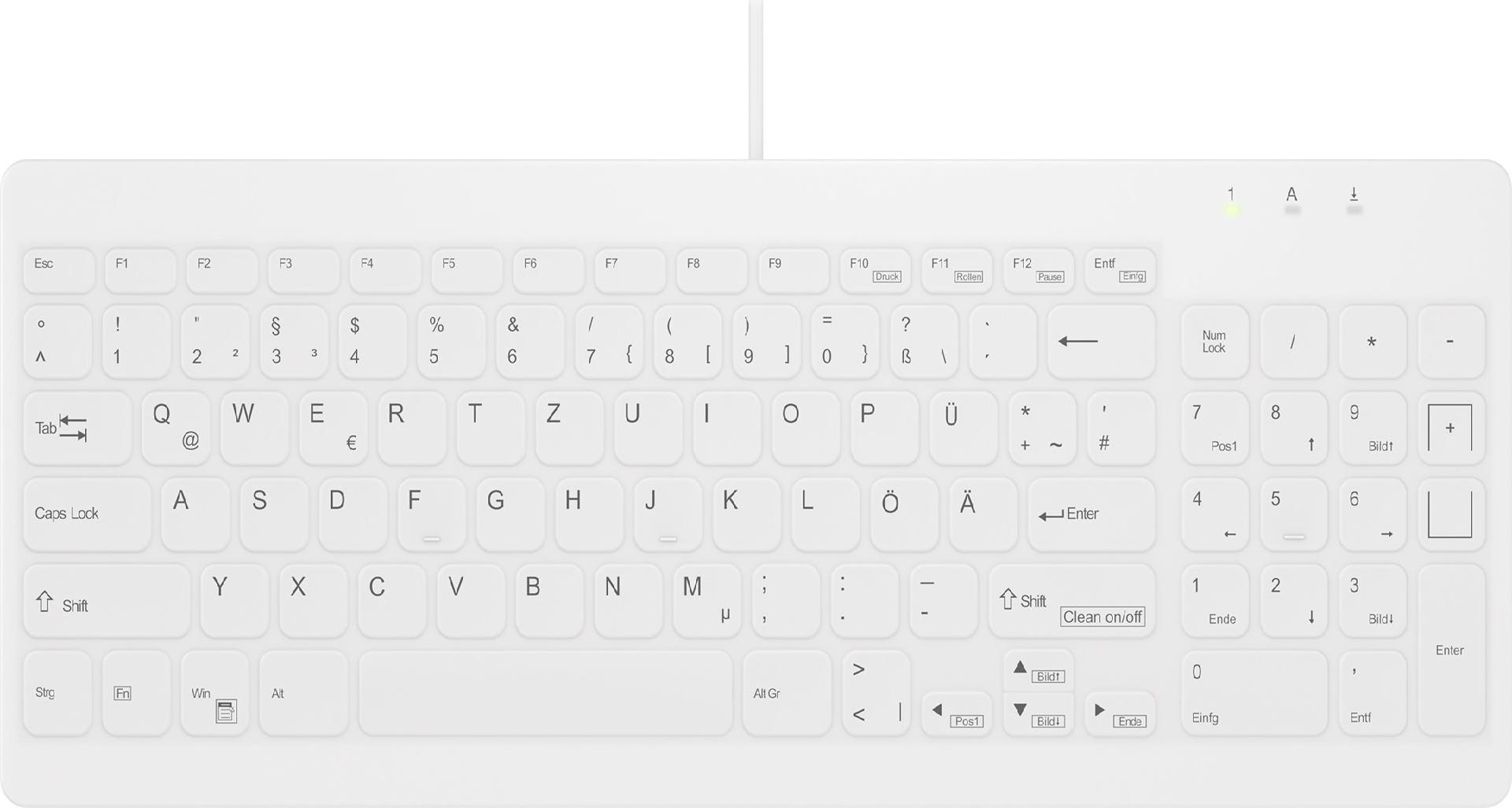 Active Key Contour QuickClean AK-C7012F-U1 Medizintastatur Kabelgebunden USB Deutsch Weiß