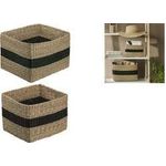 NHG Aufbewahrungskorb VESTER S, aus Seegras, eckig handgefertigt, Farbe: natur, mit schwarzem Streifendesign, - 1 Stück (53420800)