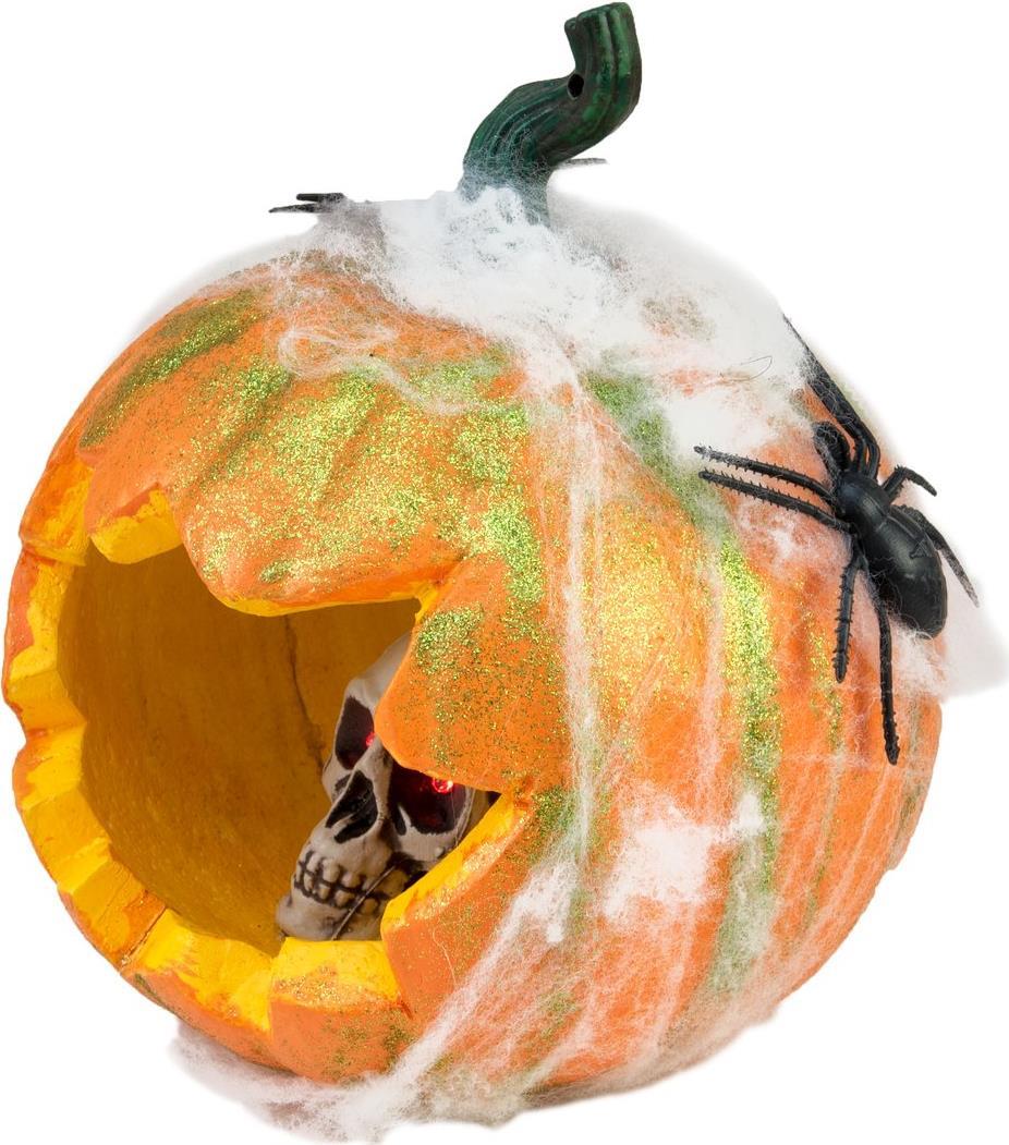 EUROPALMS Halloween Kürbis im Spinnennetz, 25cm (83316074)