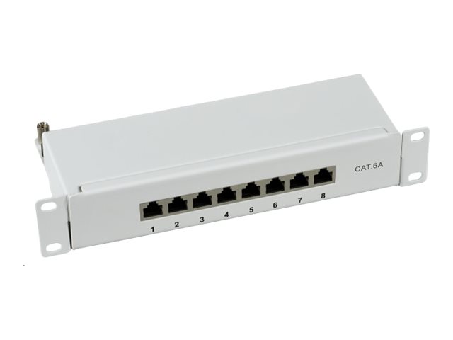 EFB Elektronik Mini Patchpanel STP 8x RJ45 Cat.6A 10" 1HE Grau RAL 7035
