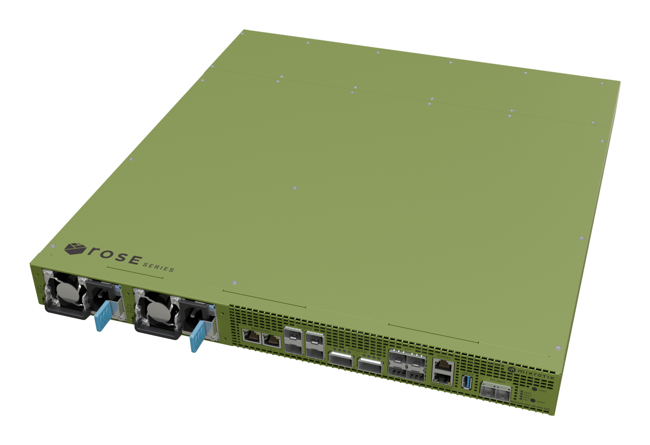 MikroTik RDS2216 Router 2x 100G QSFP 4x 25G SFP28 10G SFP+ Grün