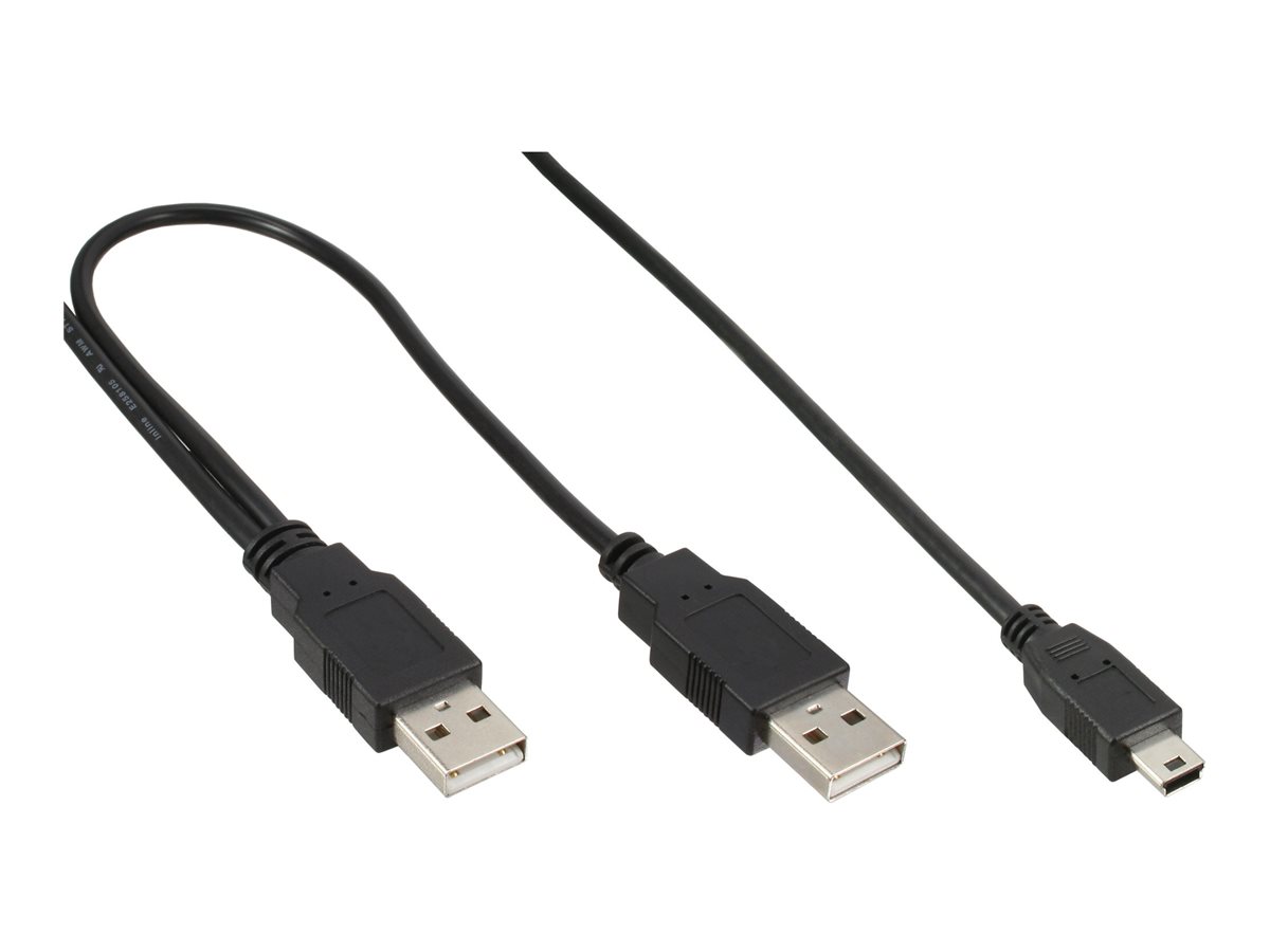 InLine USB Mini-Y-Kabel 2x USB Typ A auf Mini-USB Typ B (5-pol.) 0,48 Gbit/s 1 m Schwarz