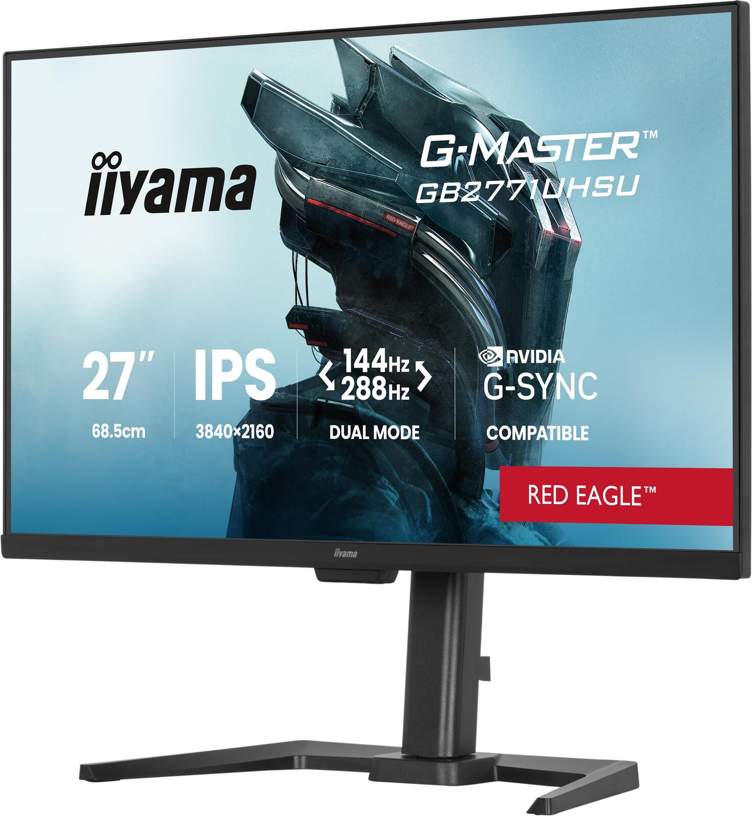 Iiyama G-Master GB2771UHSU-B1 Gaming Monitor 68,6cm (27") - 4K UHD, IPS, DisplayPort, HDMI, USB-C, 0.8ms, 144Hz [Energieklasse F] (GB2771UHSU-B1)