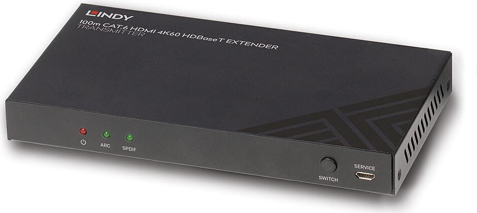 Lindy 38341 HDBaseT HDMI Extender Transmitter 100 m Cat.6 4K@60Hz Schwarz