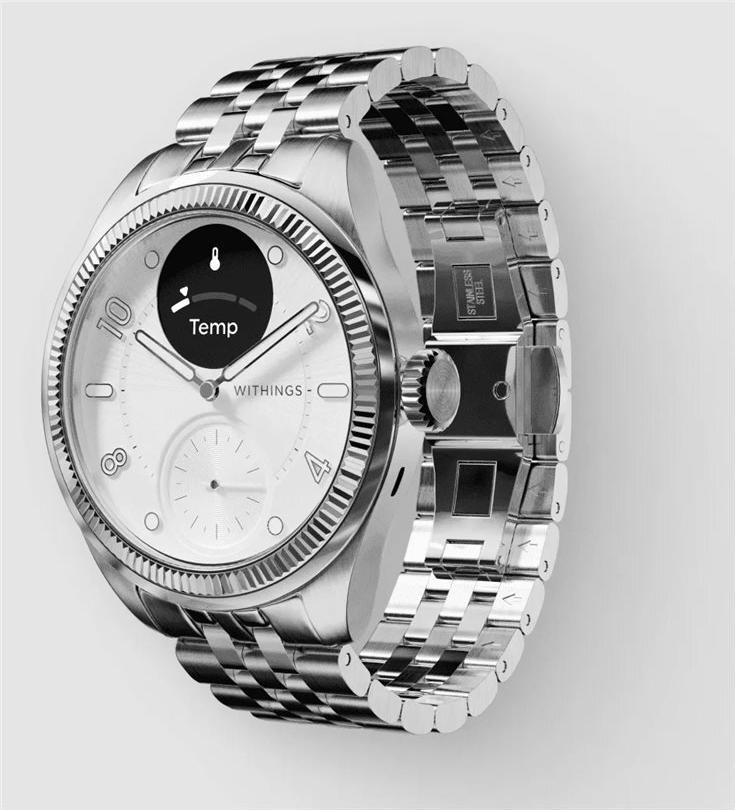 Withings ScanWatch Nova Brilliant 39 mm Hybrid Smartwatch Titanium Silver