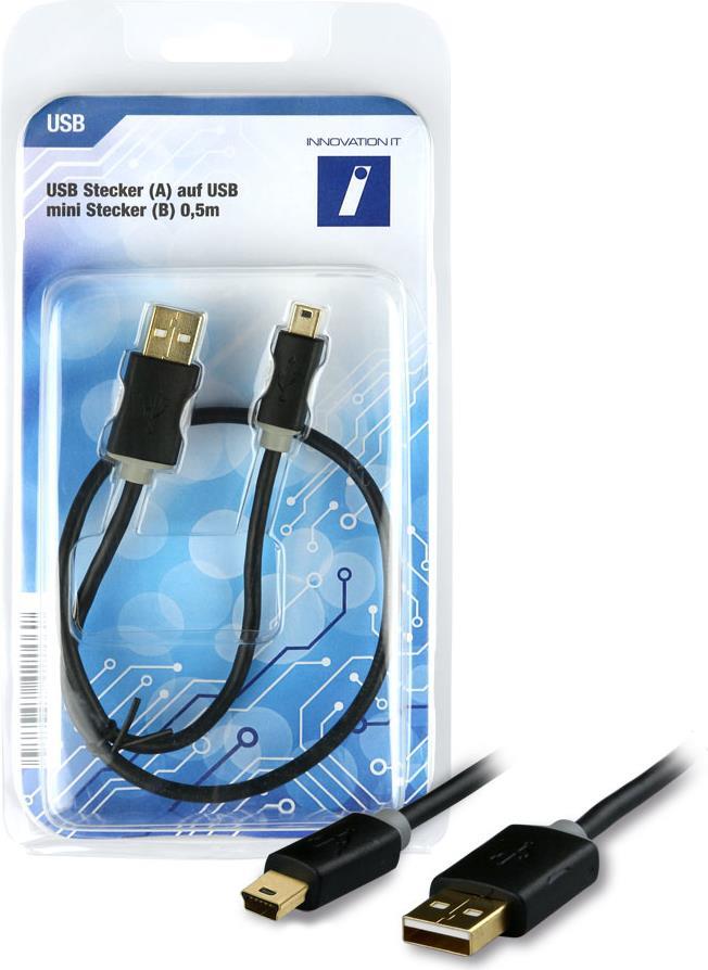 Innovation IT 3 300924 USB USB Kabel 0,5 m USB A Mini-USB B Schwarz (3 300924 USB)