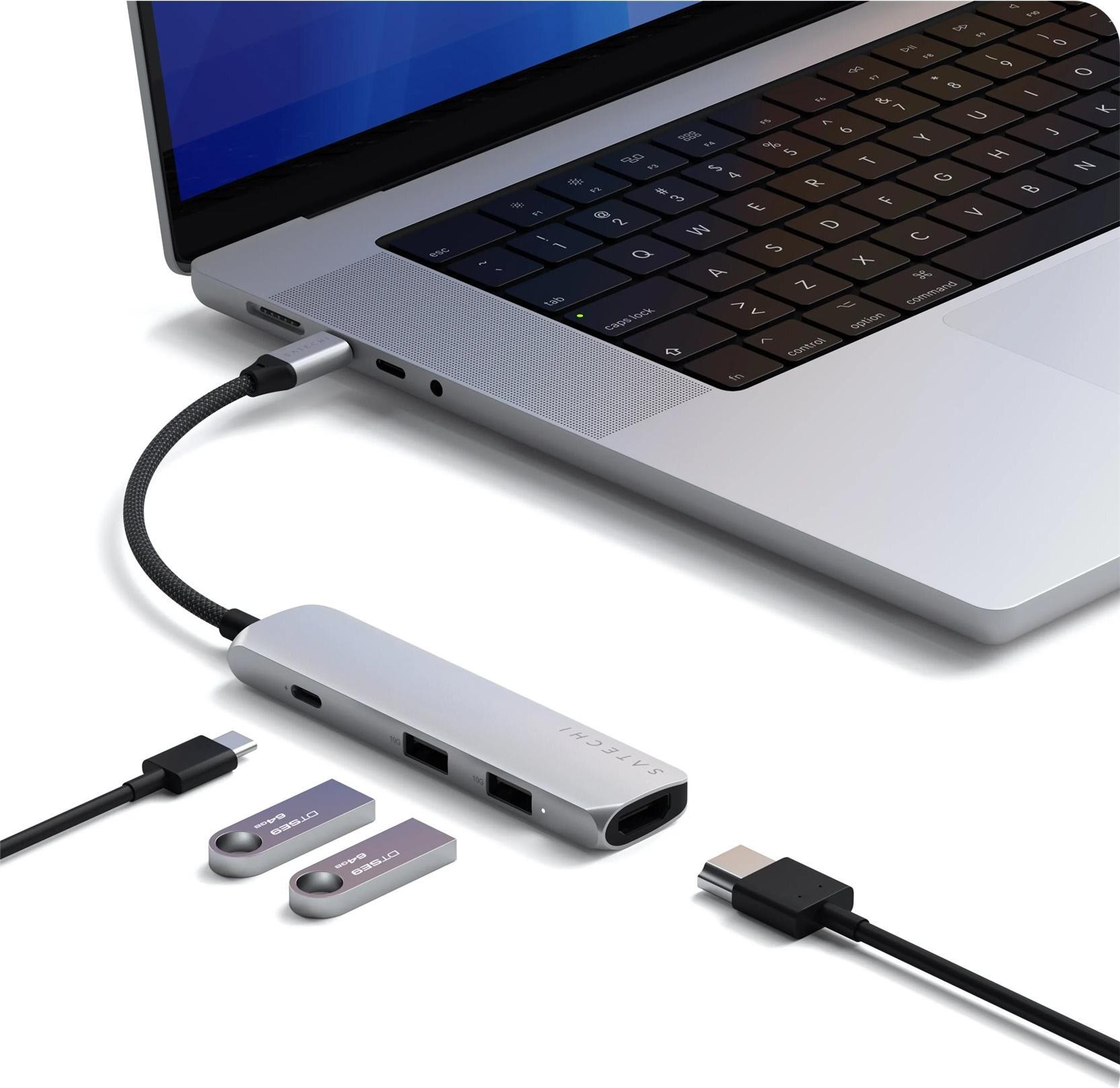 Satechi 4-in-1 Dockingstation USB-C HDMI 100W Power Delivery Silber
