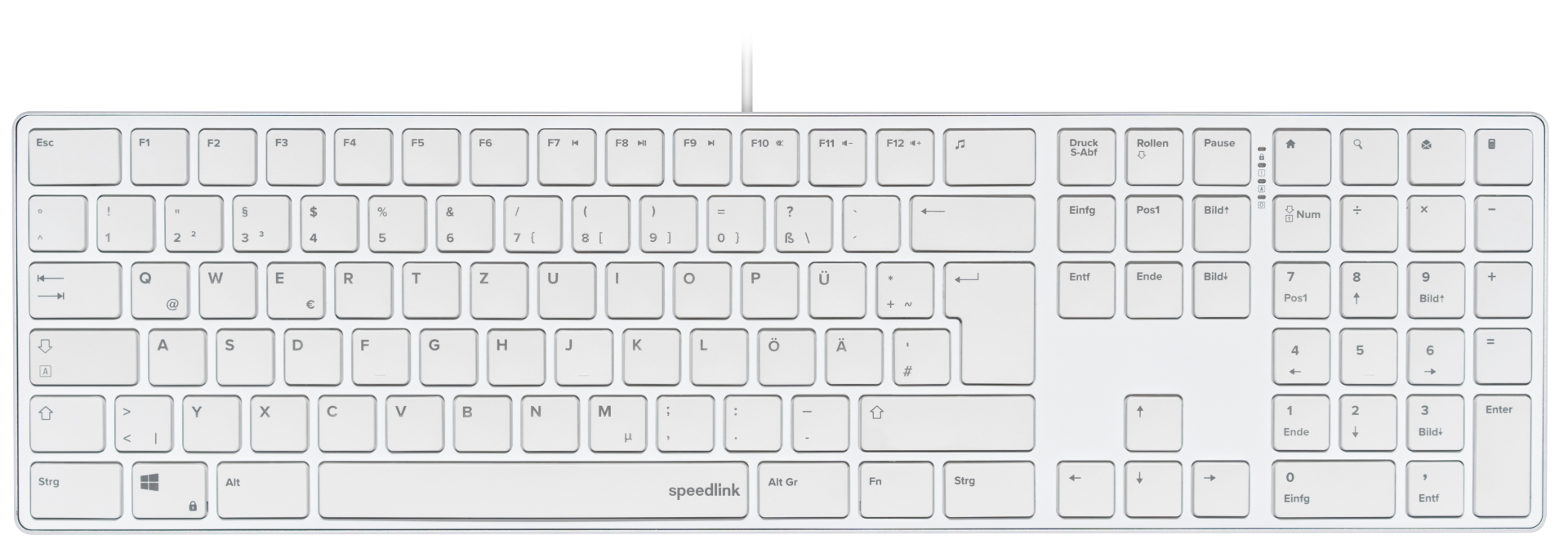 SPEEDLINK RIVA SL-640010 Slim Metal Scissor Kabelgebundene Tastatur 110 Tasten QWERTZ USB Weiß