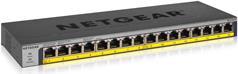 Netgear GS116LP ungemanaged Gigabit Ethernet (10/100/1000) Energie Über Ethernet (PoE) Unterstützung Schwarz (GS116LP-100EUS)