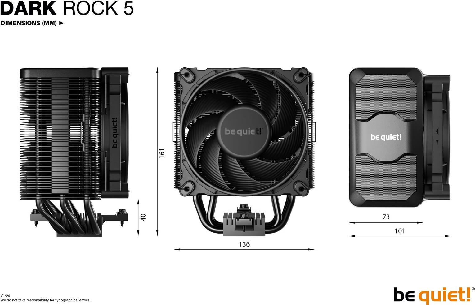 be quiet! Dark Rock 5 Prozessor-Luftkühler 120 mm Schwarz