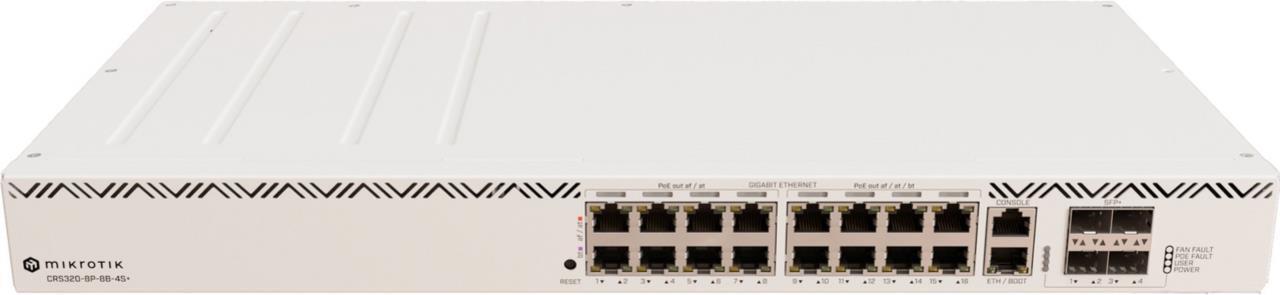 MikroTik CRS320-8P-8B-4S+RM High-Power PoE++ Switch, IEEE802.3bt, 17x Gbit, 4x 10G SFP+ Switche (CRS320-8P-8B-4S+RM)