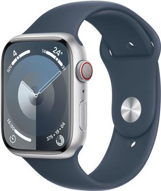 APPLE Watch Series 9 GPS + Cellular 45mm Silver Aluminium Case with Storm Blue Sport Band