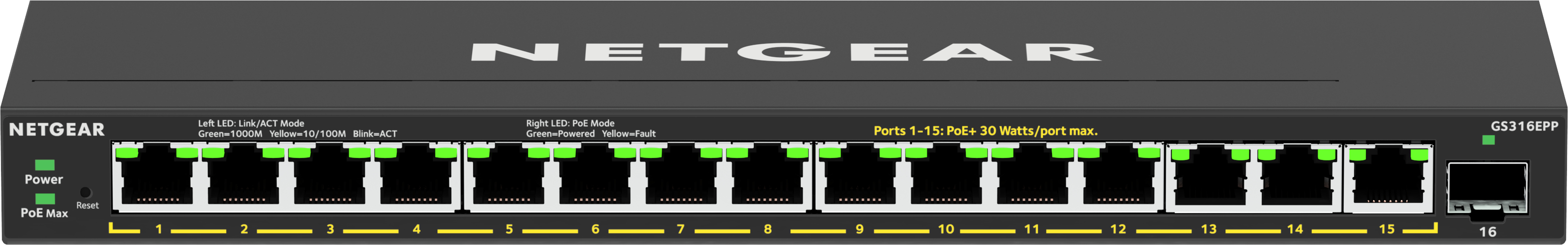 Netgear NETGEAR Plus GS316EPP 16-Port PoE+ Gigabit Switch Schwarz