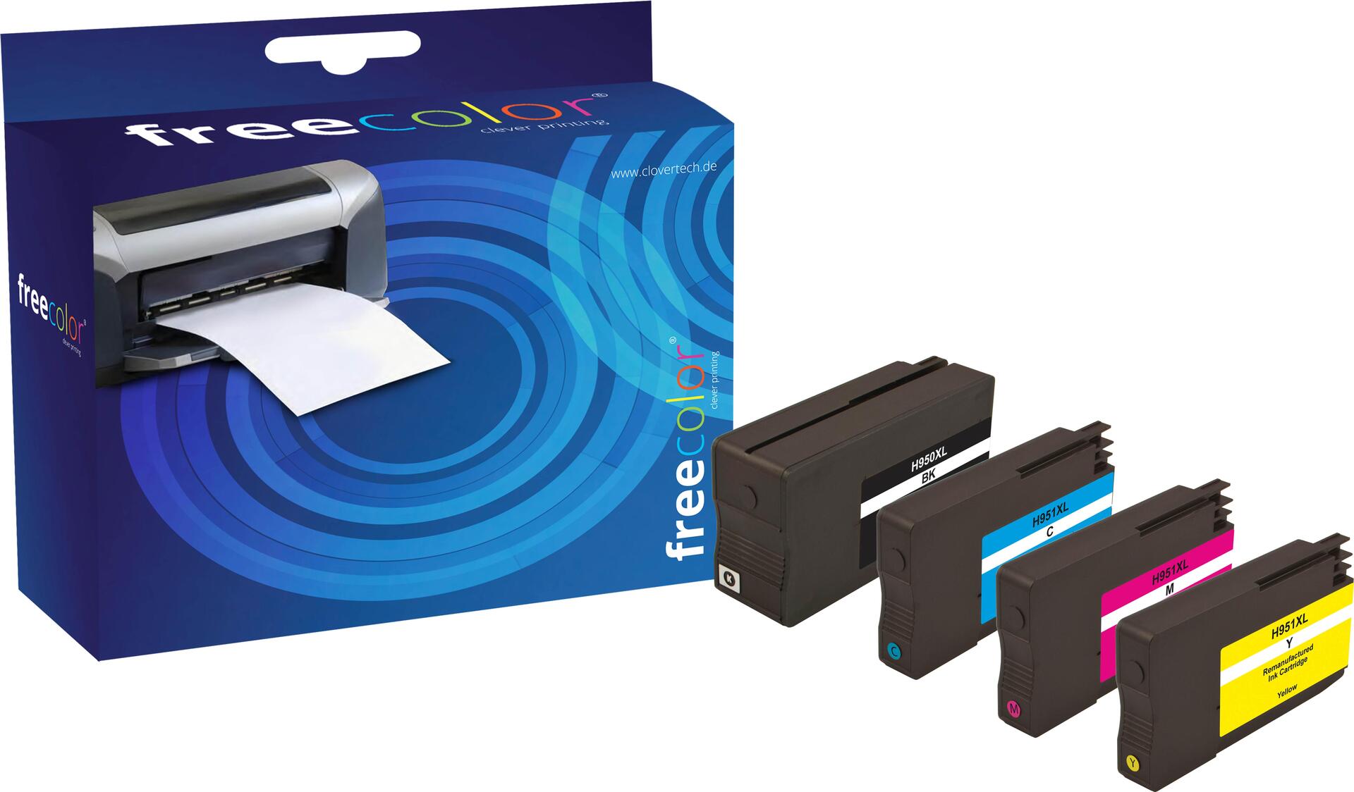 Freecolor HP43AE-INK4-FRC Tintenpatronen Multipack Schwarz, Cyan, Magenta, Gelb