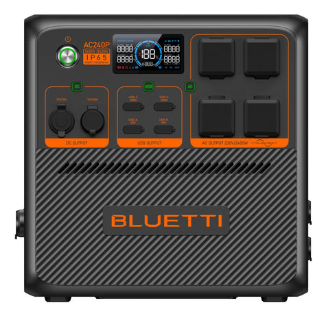 Bluetti PowerOak AC240P Tragbare Powerstation 2400 W 1843 Wh LiFePO4 IP65 Schwarz/Orange