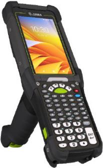 Zebra MC9450, 2D, SE58, Func. Num., GPS, Gun, BT, WLAN, 5G, NFC, Android, GMS Mobiles Datenerfassungsgerät, 2D, Imager (SE5800), Bildschirmdiagonale: 10,9cm (4,3''), Tastenfeld (Anzahl Tasten 43 keys, Functional Numeric), GPS, Pistolengriff, Kamera (16MP), Front-Kamera (8MP), Vibration, Bluetooth, WLAN (Wi-Fi 6E), 5G, NFC, Micro SD-Slot, Qualcomm Octa Core, 2,4GHz, RAM: 6GB, Flash: 128GB, Android, inkl.: Google Mobile Services, Akku, 7000mAh, Schutzart: IP65, IP68 (MC945B-3G1R6CSS-A6)