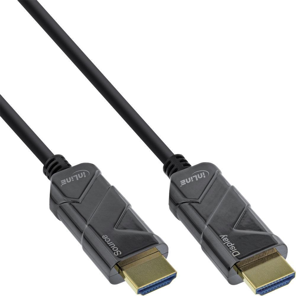 INLINE - Ultra High Speed HDMI-Kabel - HDMI (M) bis HDMI (M) - 25 m - Glasfaser - Schwarz - Active Optical Cable (AOC), Support von 4K 120 Hz, unterstützt 8K 60 Hz (7680 x 4320) (B-Ware)