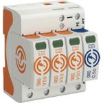 Obo Bettermann V50-3+NPE-280. Spitzenstrom-Common-Modus: 80000 A. Produktfarbe: Orange, Weiß. Gewicht: 588 g, Breite: 71,2 mm, Tiefe: 73 mm. Zertifizierung: CE. Material: Kunststoff (5093526)