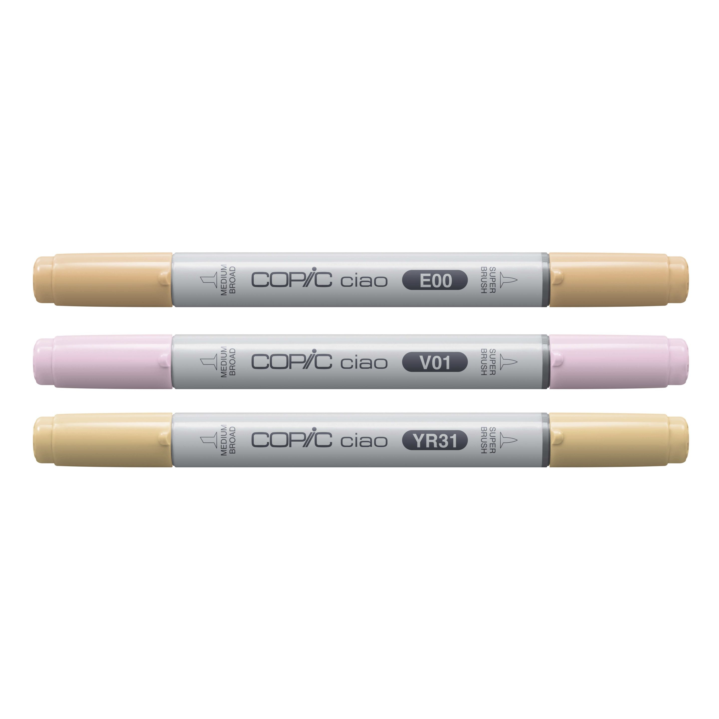 Copic Ciao LAYER &amp; MIX Sunset Palette Layoutmarker-Set, 1,0 + 6,0 mm, 3 St., Beige/Pink/Gelb