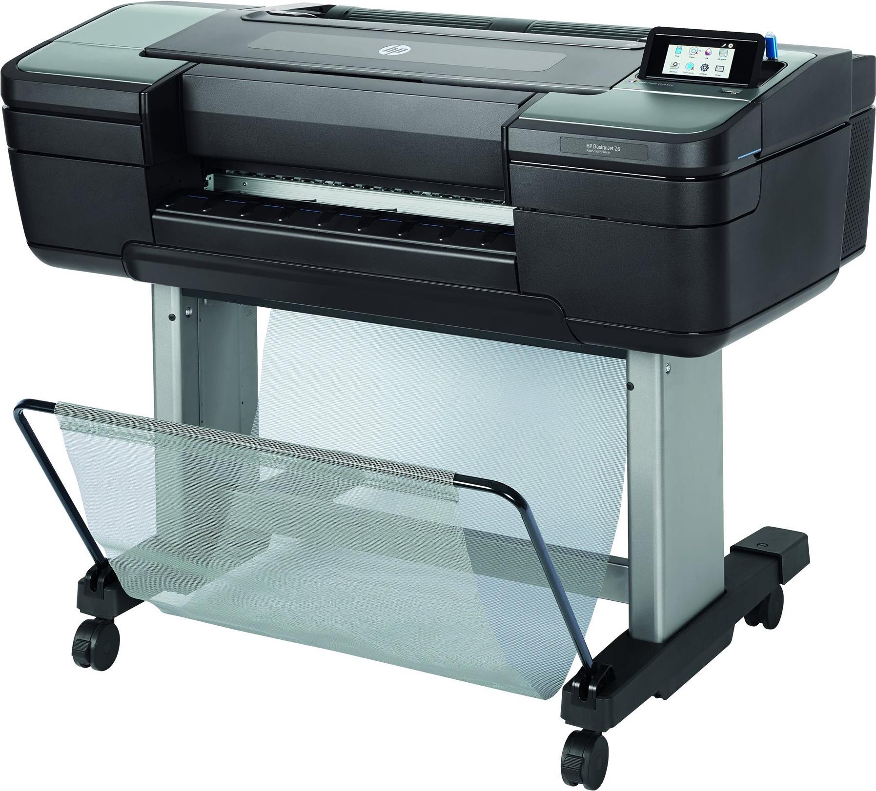 HP DesignJet Z6dr 44" PostScript Großformatdrucker mit V-Trimmer Schwarz, Silber
