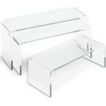 deflecto Podest rechteckig, transparent, 3er Set aus kristallklarem, hochwertigem Acryl, polierte - 1 Stück (DB-S1)