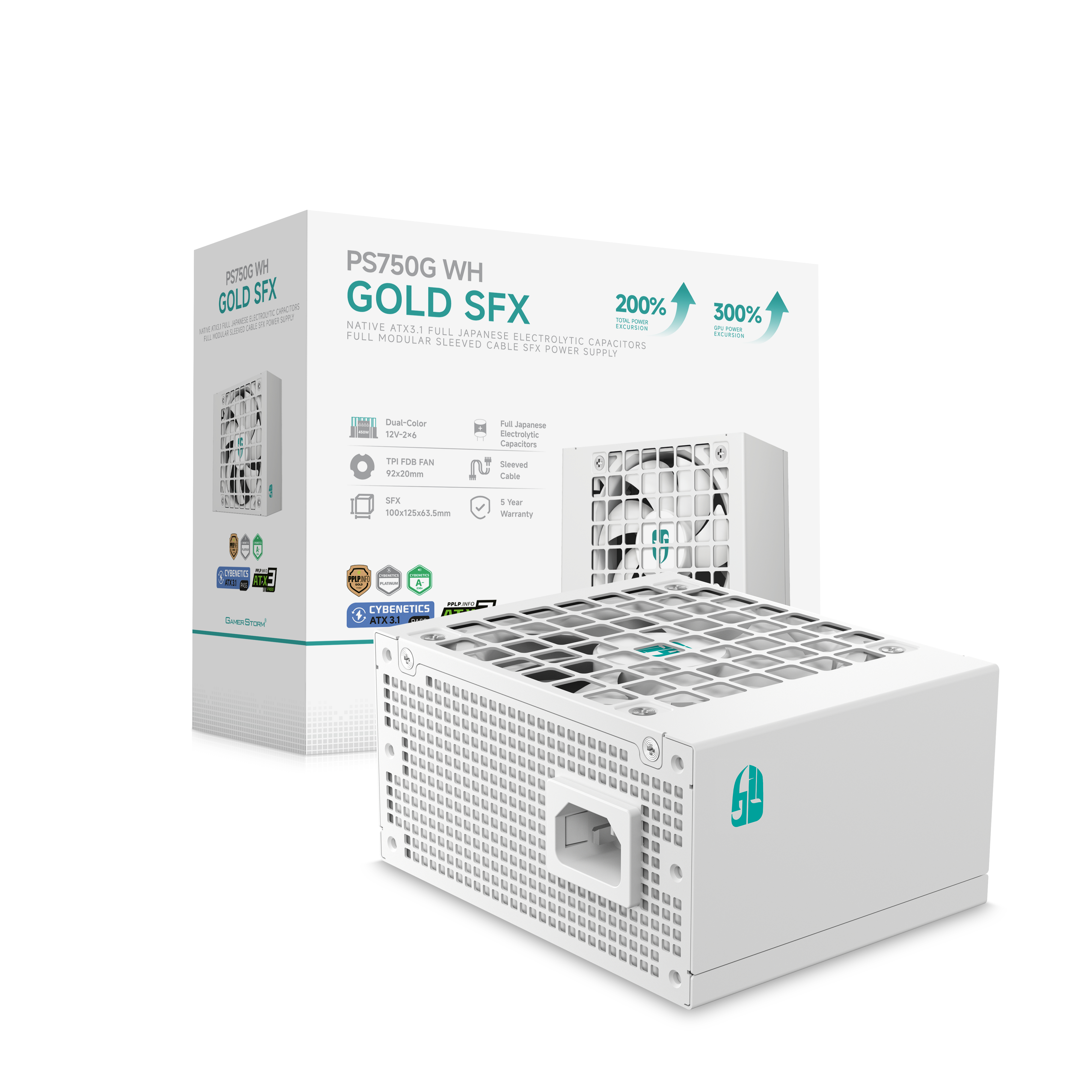 DeepCool PS750G WH SFX 750W ATX 3.1 Full Modular 80 PLUS Gold Weiß