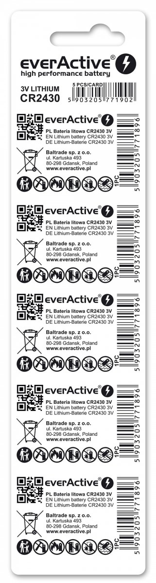 Everactive CR24305BL Einwegbatterie CR2430 Lithium 3 V Metallic