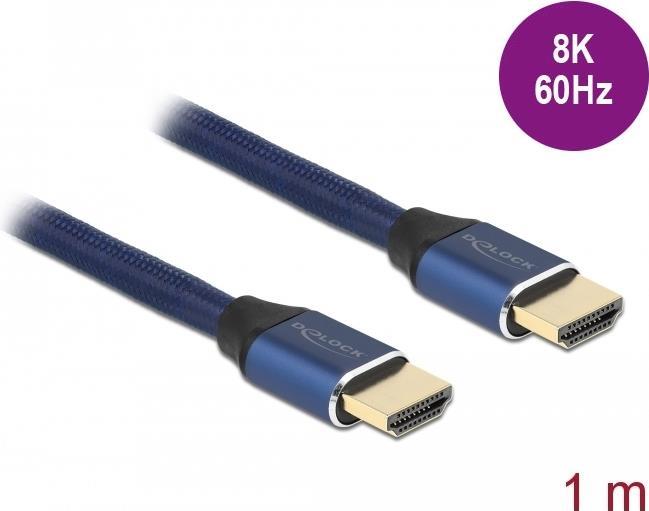 Delock - Ultra High Speed HDMI-Kabel - HDMI männlich bis HDMI männlich - 1,0m - Dreifachisolierung - Blau - hauchvergoldete Kontakte, unterstützt 8K 60 Hz (7680 x 4320) (85446)