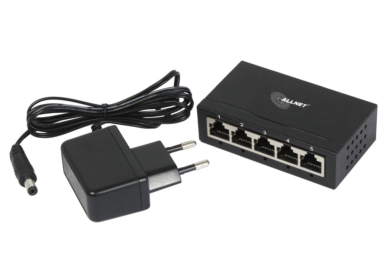 ALLNET ALL-SG8005 Unmanaged Layer2 Desktop-Switch 5x Gigabit Ethernet Lüfterlos Schwarz