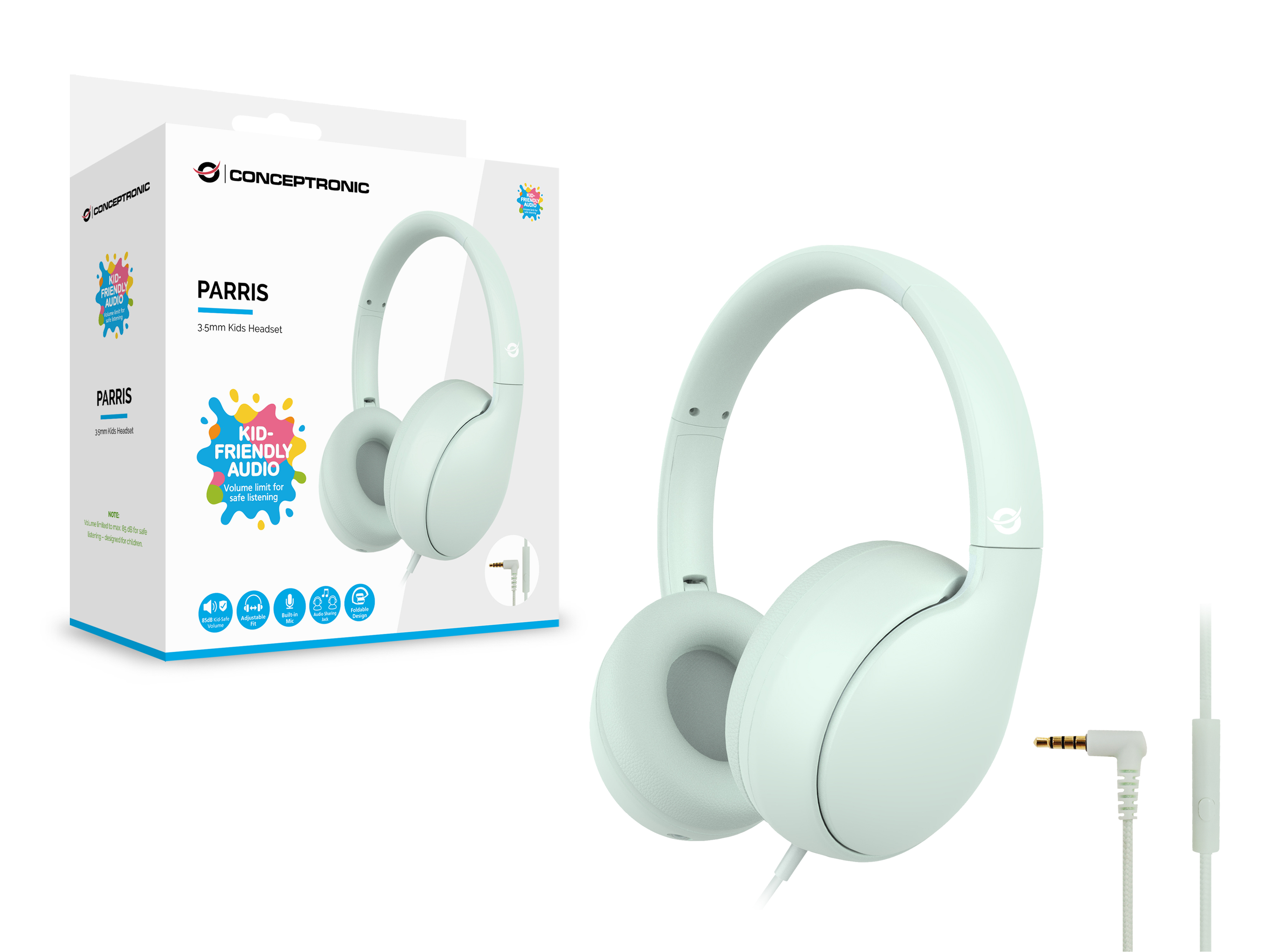 Conceptronic PARRIS04GT Kinder-Headset 85 dB Hellgrün