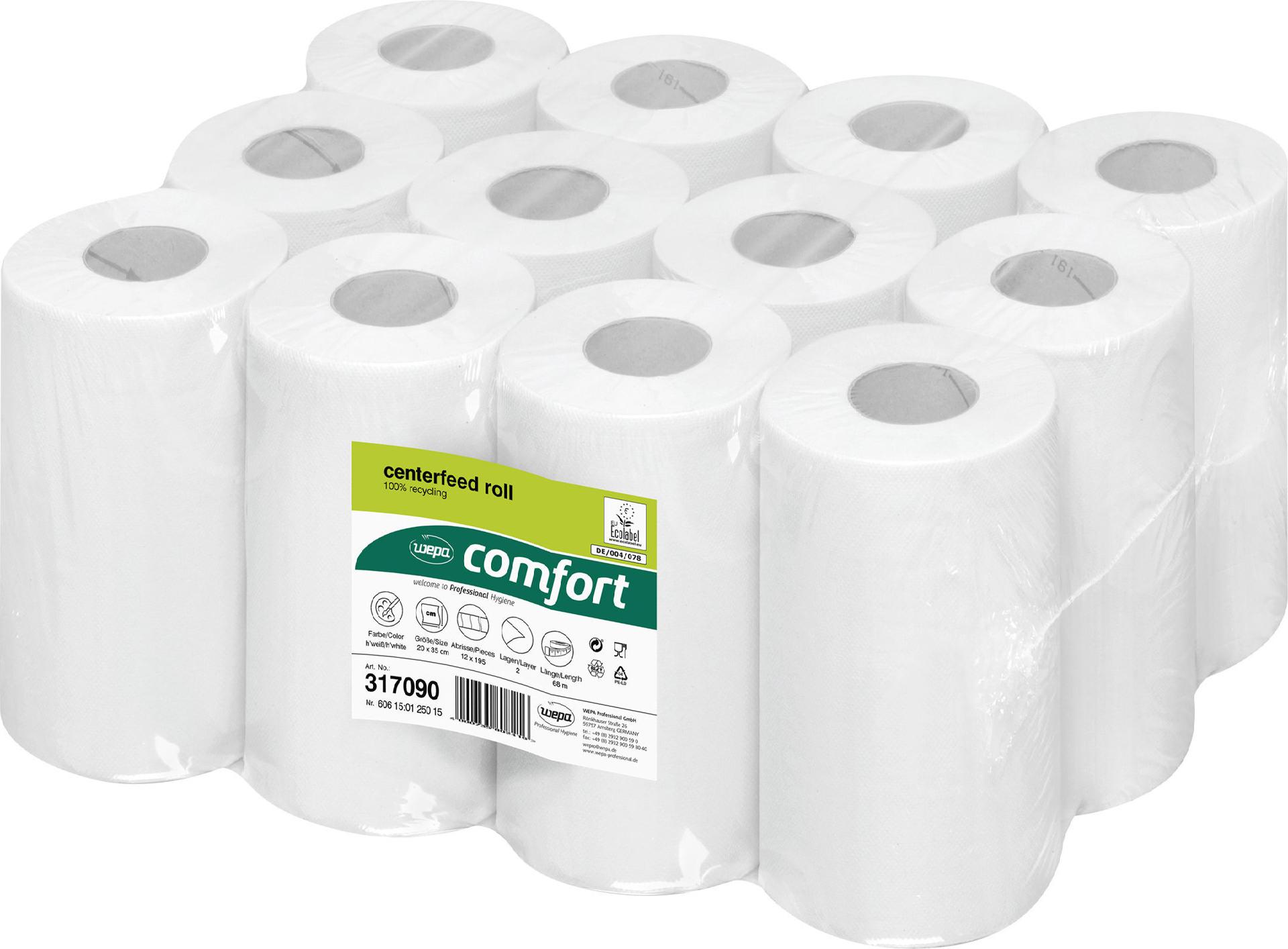 WEPA comfort Handtuchrolle 2-lagig 68 m 200 mm Hochweiß