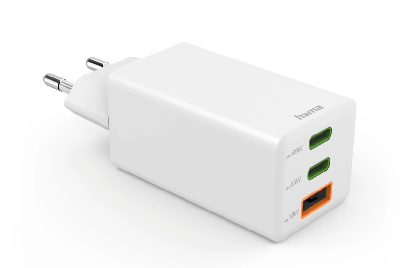 Hama 65W Mini-Schnellladegerät 2x USB-C PD 1x USB-A QC Weiß