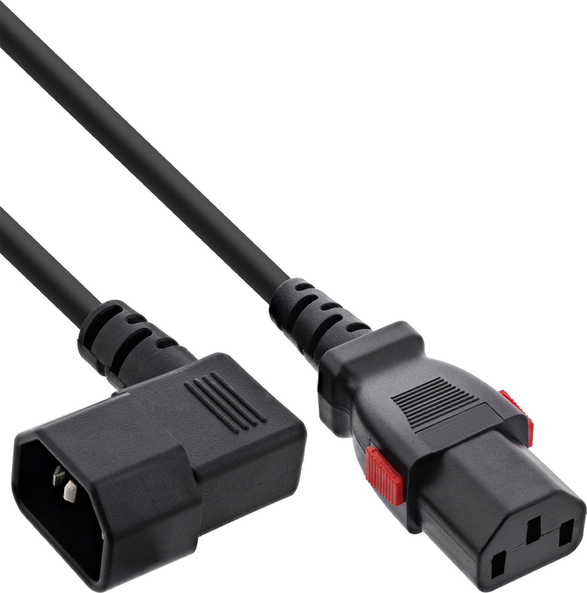 InLine Kaltgeräteverlängerung C13 verriegelbar auf C14 gewinkelt (16934A)