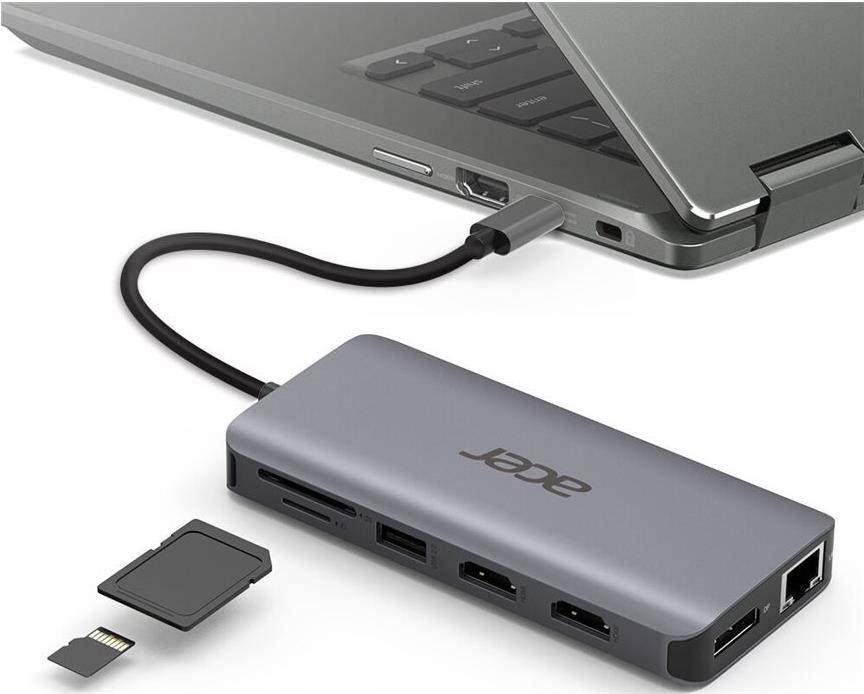 Acer 12-In-1 Type-C Adapter Dockingstation Silber