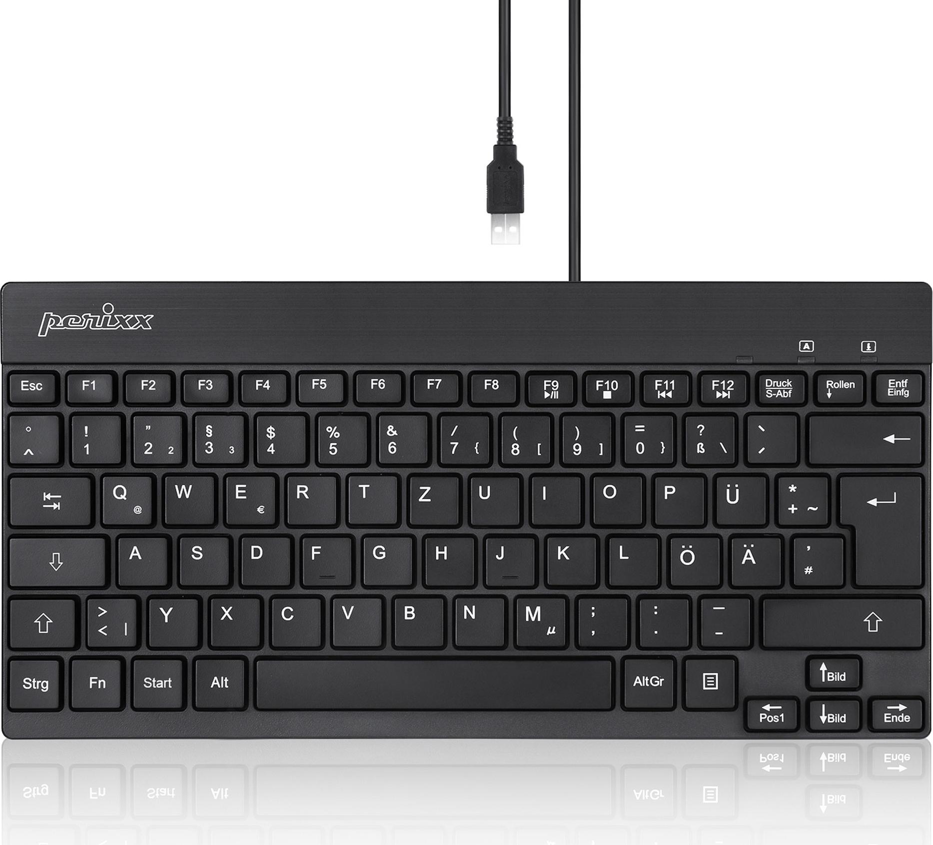 Perixx PERIBOARD-426 Mini Tastatur USB 80 Tasten QWERTZ Schwarz