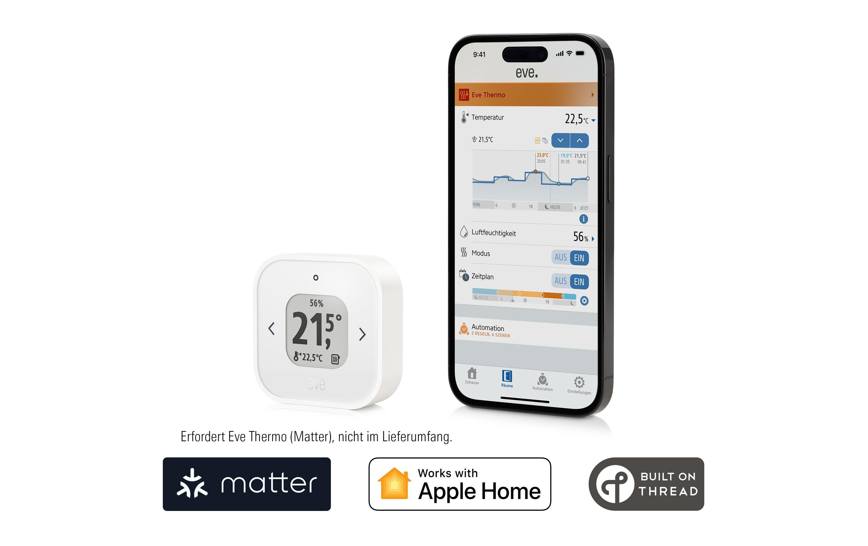 Eve Systems Thermo Control Matter Heizkörperthermostat Matter & Thread