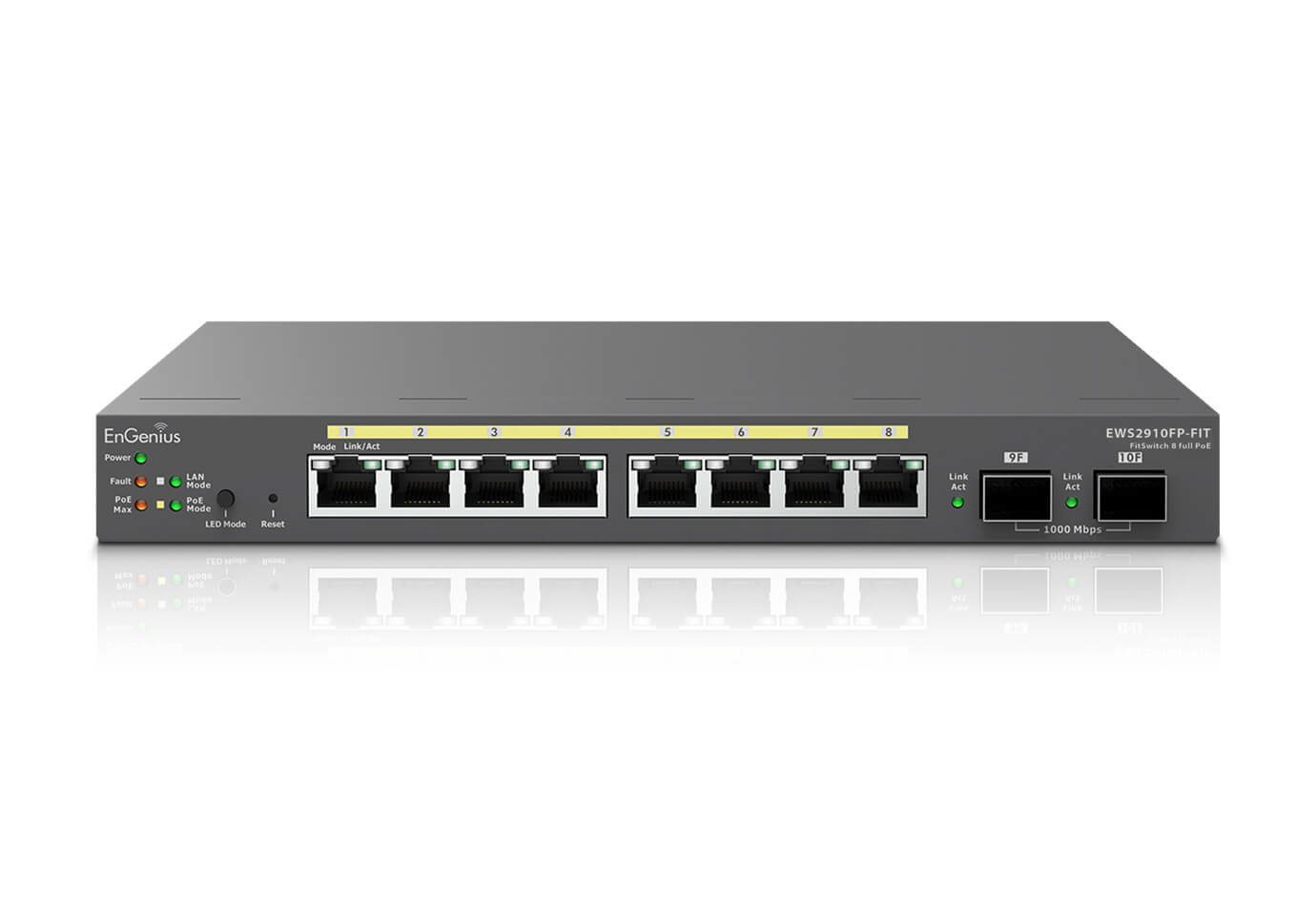 EnGenius EWS2910FP-FIT Managed L2/L3 Switch 8-Port Gigabit Ethernet PoE+ 110W Grau