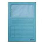 LEITZ Sichtmappe, DIN A4, Karton, mit Sichtfenster, hellblau 160 g/qm, Oberteil mit beschriftbarem Druckraster, Sicht- - 100 Stück (3950-00-30)
