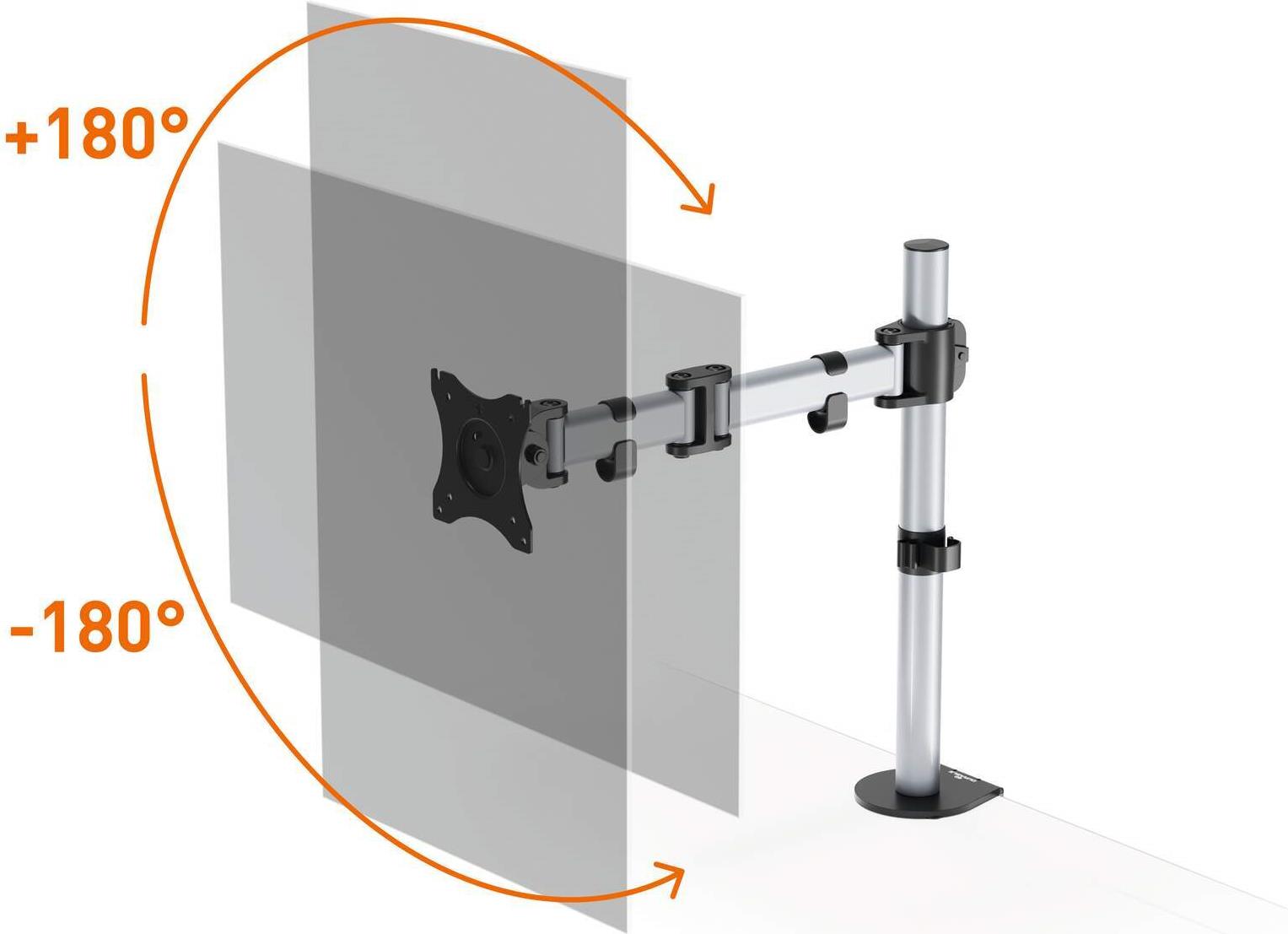 DURABLE SELECT Monitorhalterung 509423 für 13"–27" Displays, VESA 75x75/100x100 mm, 8 kg Belastbarkeit, Tischmontage, Silber