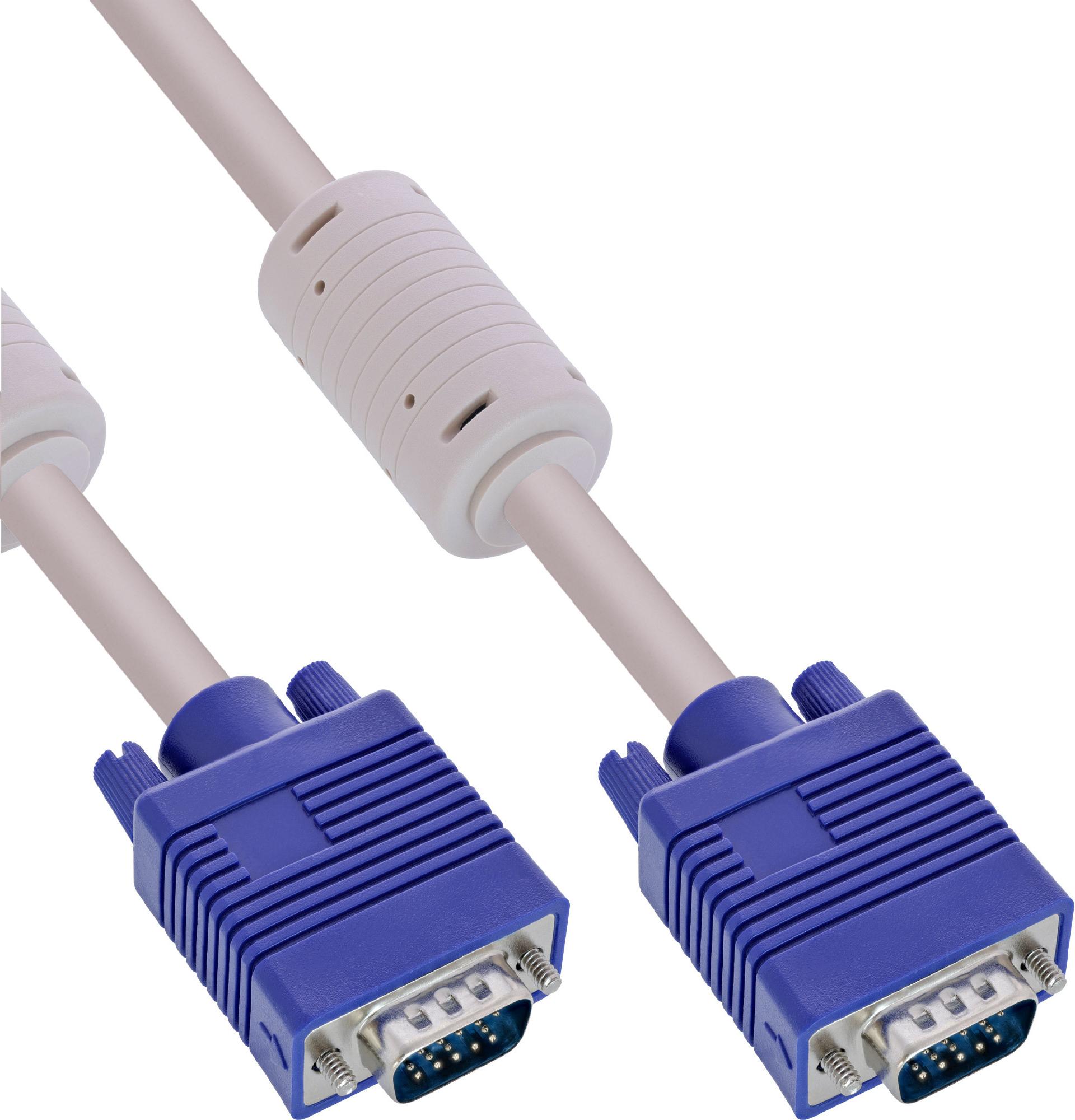 InLine VGA-Kabel, HD-15 Stecker/Stecker ohne Pin 9, 0,5 m, Beige